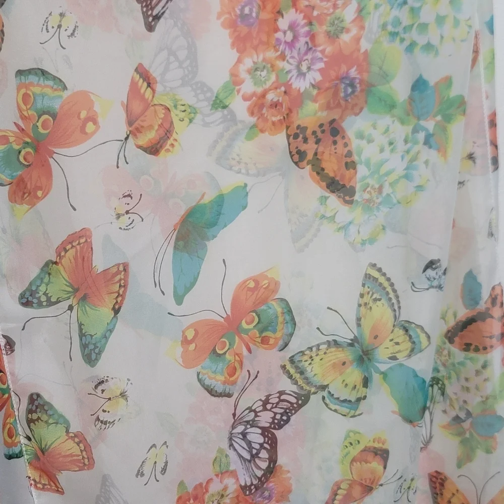 Scarf Floral Butterfly Print Scarf Flowers Beautiful Cottagecore Naturecore
